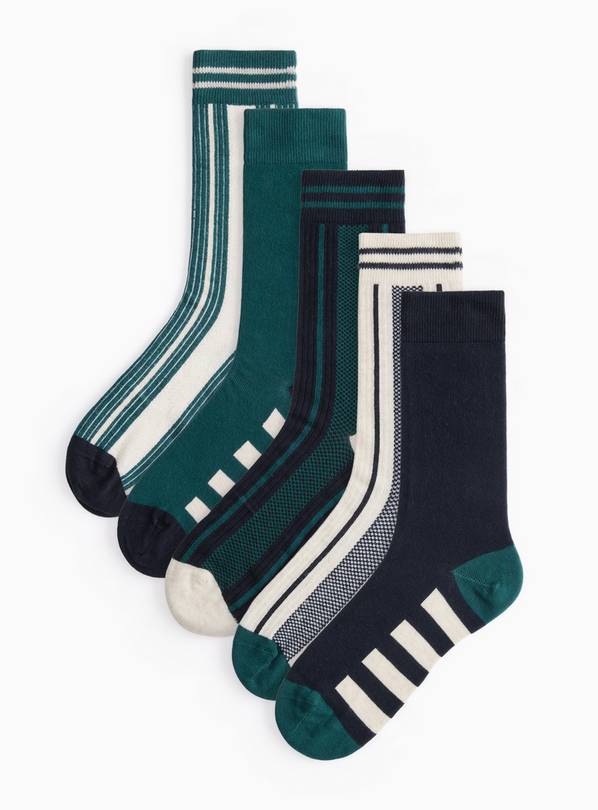 Vertical Striped Ankle Socks 5 Pack 6-8.5